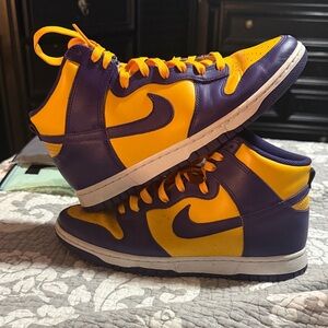 Nike Purple and Yellow High-Top Sneakers